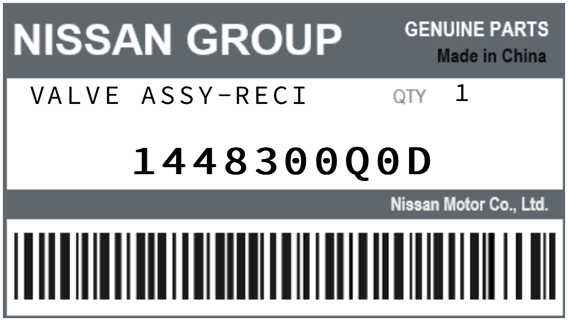NISSAN - 1448300Q0D VALVE ASSY-RECI