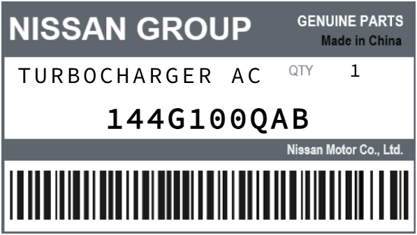 NISSAN - 144G100QAB TURBOCHARGER AC