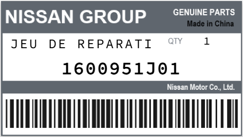 NISSAN - 1600951J01 JEU DE REPARATI