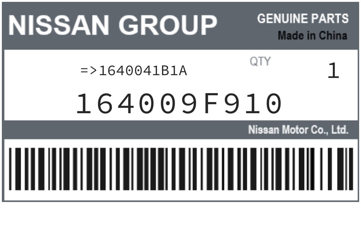 NISSAN - 164009F910 REFERENCE REMPLACEE PAR :