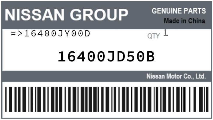 NISSAN - 16400JD50B REFERENCE REMPLACEE PAR :