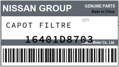 NISSAN - 16401D8703 CAPOT FILTRE