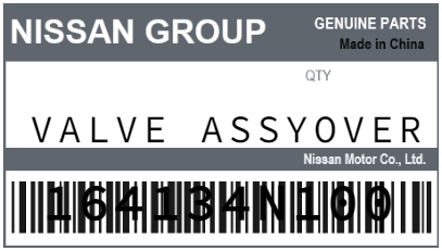NISSAN - 164134N100 VALVE ASSYOVER