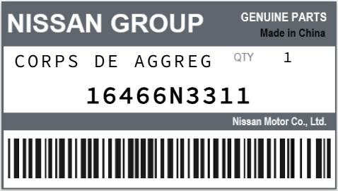 NISSAN - 16466N3311 CORPS DE AGGREG