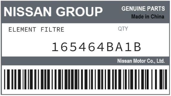 NISSAN - 165464BA1B ELEMENT FILTRE