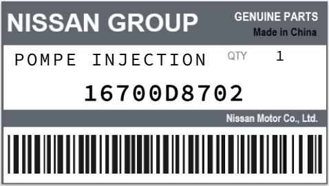 NISSAN - 16700D8702 POMPE INJECTION