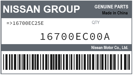 NISSAN - 16700EC00A REFERENCE REMPLACEE PAR :