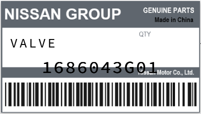NISSAN - 1686043G01 VALVE
