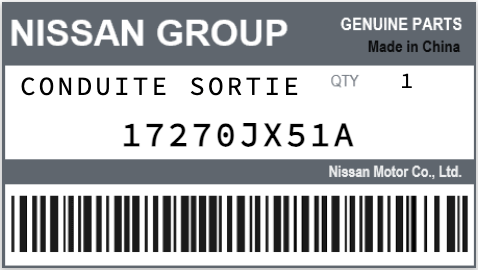 NISSAN - 17270JX51A CONDUITE SORTIE