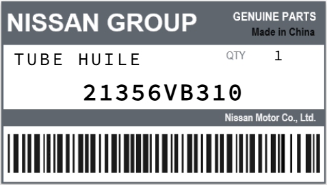 NISSAN - 21356VB310 TUBE HUILE