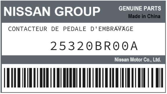 NISSAN - 25320BR00A CONTACTEUR DE PEDALE D'EMBRAYAGE