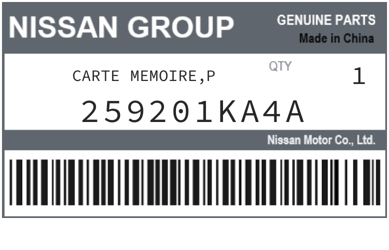 NISSAN - 259201KA4A CARTE MEMOIRE,P