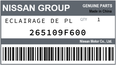NISSAN - 265109F600 ECLAIRAGE DE PL