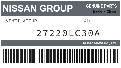 NISSAN - 27220LC30A VENTILATEUR