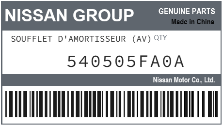 NISSAN - 540505FA0A SOUFFLET D'AMORTISSEUR (av)