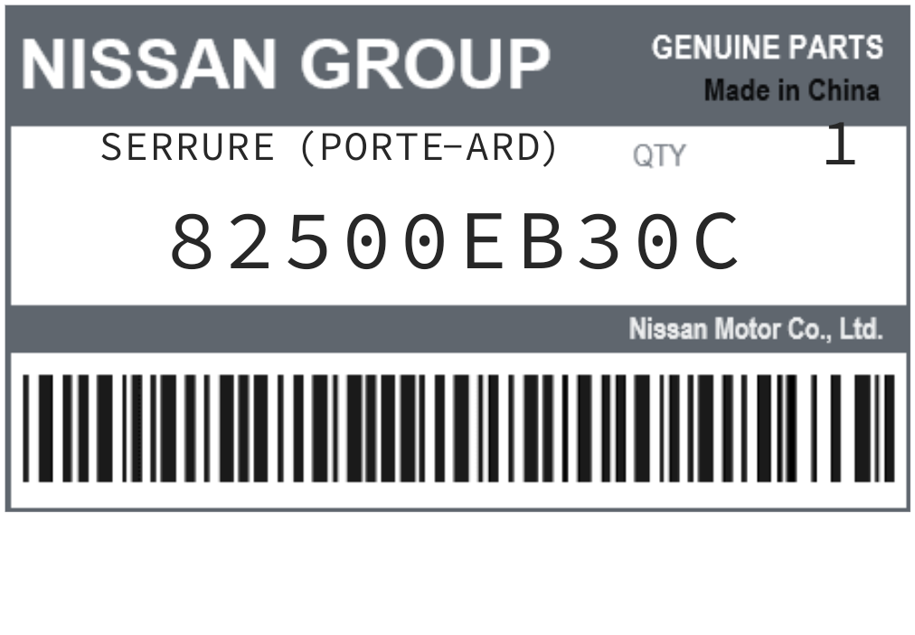NISSAN - 82500EB30C SERRURE (porte-ard)