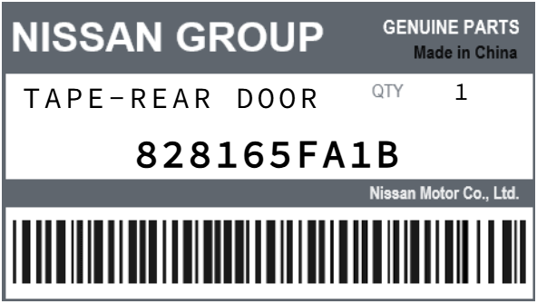 NISSAN - 828165FA1B TAPE-REAR DOOR