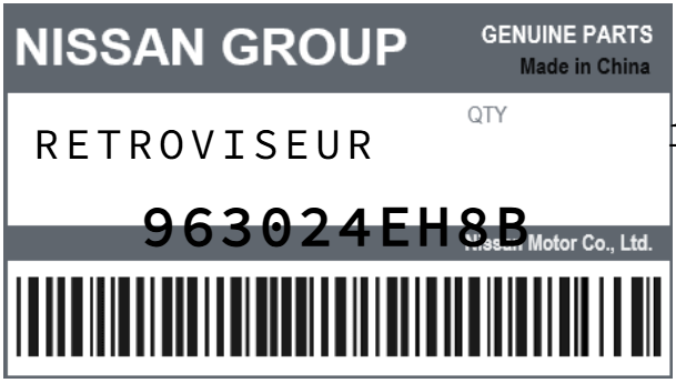 NISSAN - 963024EH8B RETROVISEUR