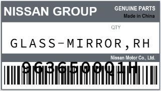 NISSAN - 9636500Q1H GLASS-MIRROR,RH
