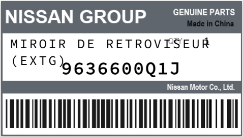 NISSAN - 9636600Q1J MIROIR DE RETROVISEUR (extg)