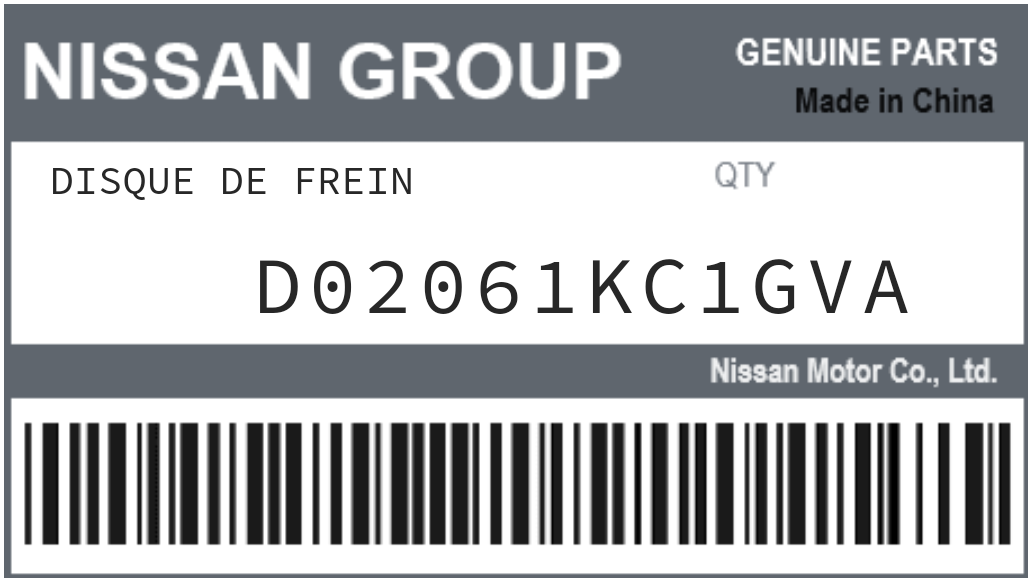 NISSAN - D02061KC1GVA DISQUE DE FREIN
