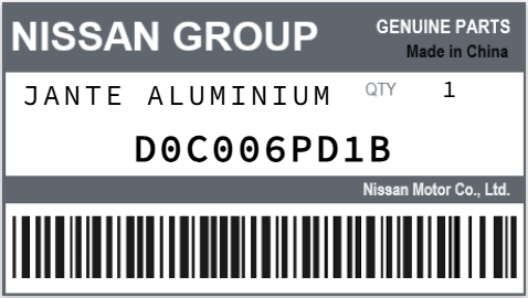 NISSAN - D0C006PD1B JANTE ALUMINIUM