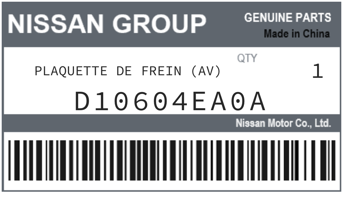 NISSAN - D10604EA0A PLAQUETTE DE FREIN (av)