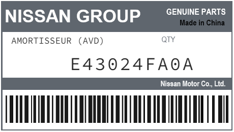 NISSAN - E43024FA0A AMORTISSEUR (avd)
