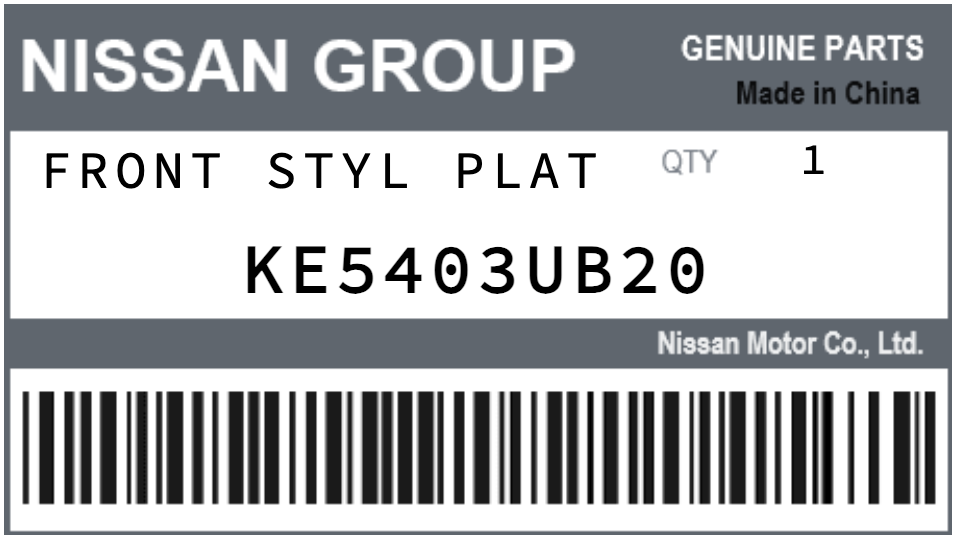 NISSAN - KE5403UB20 FRONT STYL PLAT