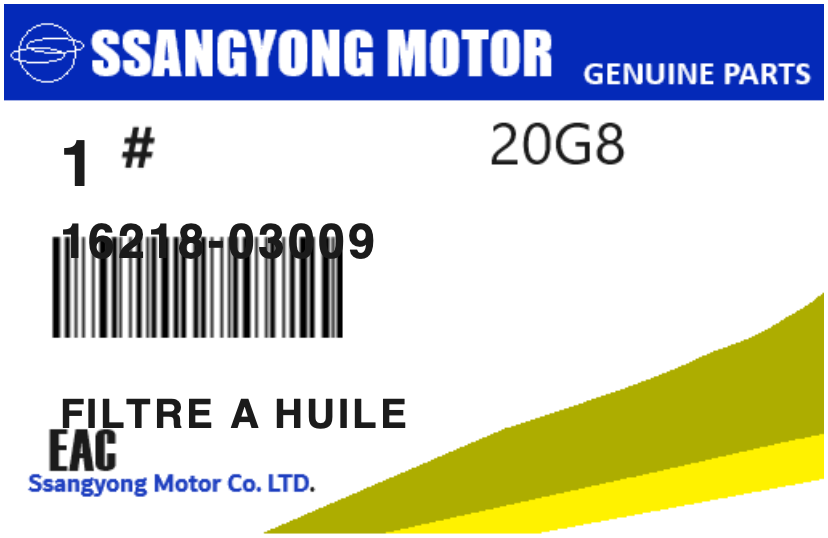 SSANGYONG - 16218-03009 FILTRE A HUILE