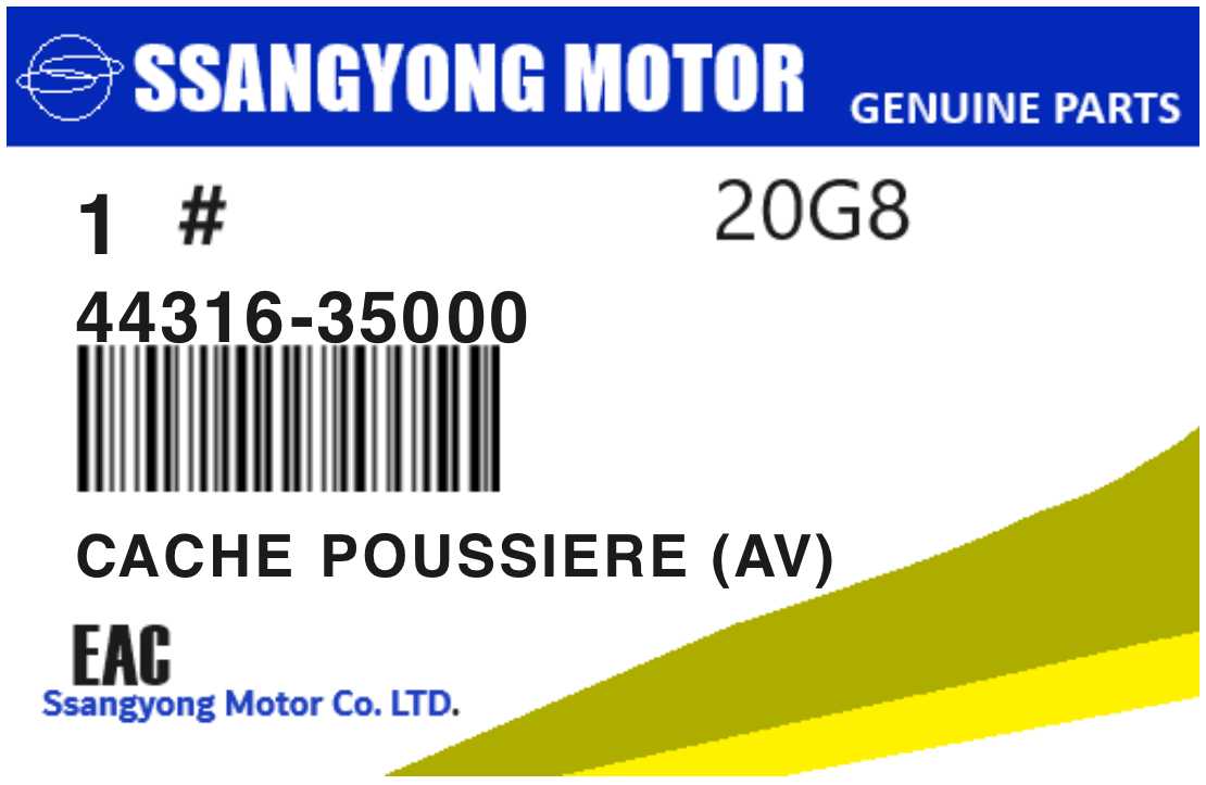SSANGYONG - 44316-35000 CACHE POUSSIERE (av)