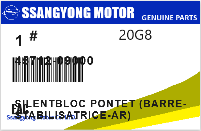 SSANGYONG - 45712-09000 SILENTBLOC PONTET (barre-stabilisatrice-ar)