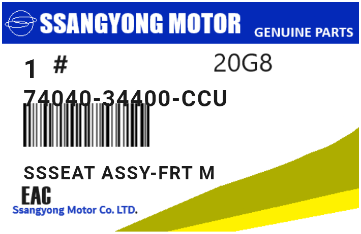 SSANGYONG - 74040-34400-CCU SSSEAT ASSY-FRT M