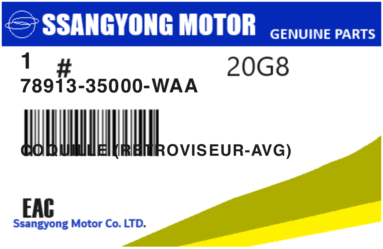 SSANGYONG - 78913-35000-WAA COQUILLE (retroviseur-avg)