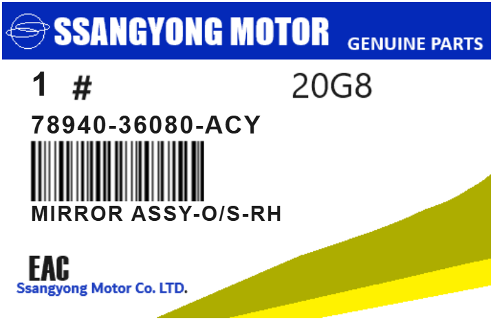 SSANGYONG - 78940-36080-ACY MIRROR ASSY-O/S-RH