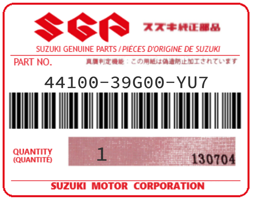 SUZUKI - 44100-39G00-YU7 TANK ASSY. FUEL (GRAY)