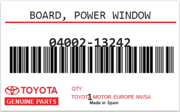 TOYOTA - 04002-13242 BOARD, POWER WINDOW