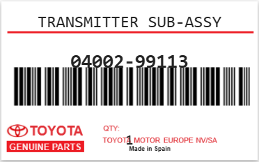 TOYOTA - 04002-99113 TRANSMITTER SUB-ASSY