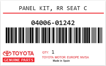 TOYOTA - 04006-01242 PANEL KIT, RR SEAT C