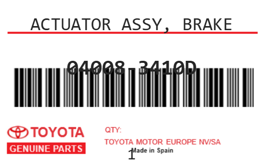 TOYOTA - 04008-3410D ACTUATOR ASSY, BRAKE