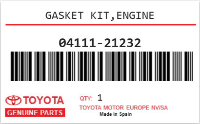 TOYOTA - 04111-21232 GASKET KIT,ENGINE