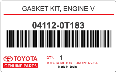 TOYOTA - 04112-0T183 GASKET KIT, ENGINE V