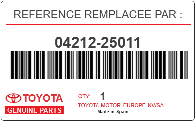 TOYOTA - 04212-25011 REFERENCE REMPLACEE PAR :