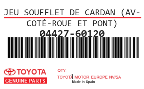 TOYOTA - 04427-60120 REFERENCE REMPLACEE PAR :