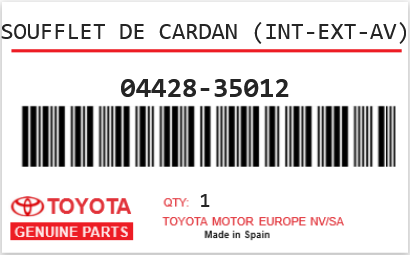 TOYOTA - 04428-35012 SOUFFLET DE CARDAN (int-ext-av)