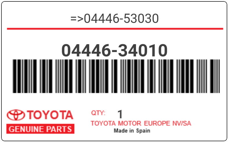 TOYOTA - 04446-34010 REFERENCE REMPLACEE PAR : 