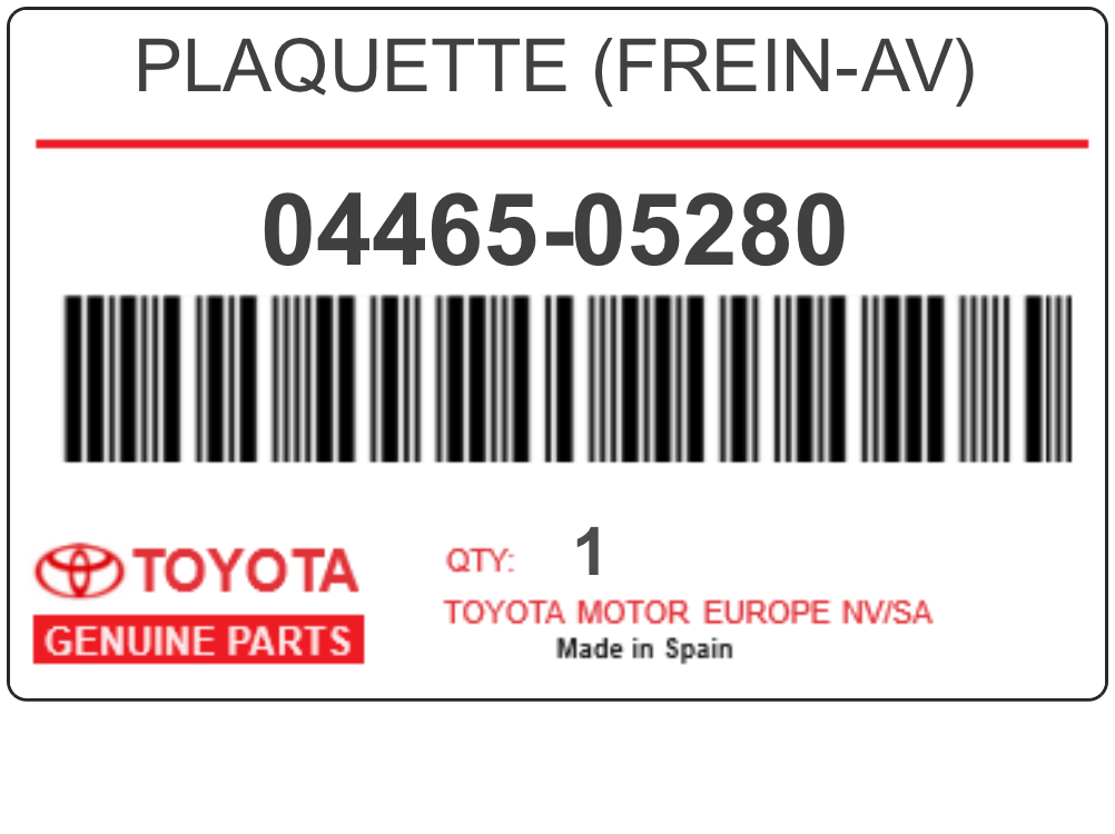 TOYOTA - 04465-05280 PLAQUETTE (frein-av)