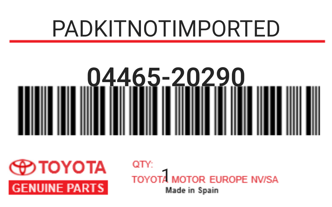 TOYOTA - 04465-20290 PADKITNOTIMPORTED