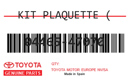 TOYOTA - 04465-47070 KIT PLAQUETTE (