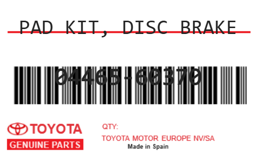 TOYOTA - 04465-60370 PAD KIT, DISC BRAKE